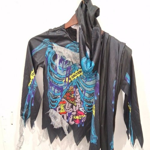 3PC BOYS PARTYHOLIC SKELEZOMBIE COSTUME - MEDIUM (8-10) - BLACK/BLUE (STYLE: 13164) image 3
