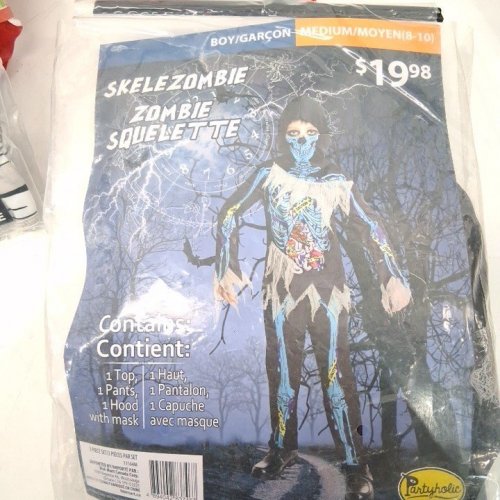 3PC BOYS PARTYHOLIC SKELEZOMBIE COSTUME - MEDIUM (8-10) - BLACK/BLUE (STYLE: 13164) image 4