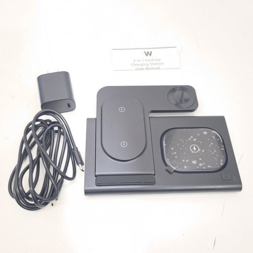 JUST WIRELESS 3-IN-1 FOLDABLE WIRELESS DESKTOP CHARGING STATION COMPATIBLE WITH APPLE & ANDROID DEVICES - BLACK (MODEL: 04099-V) image 2