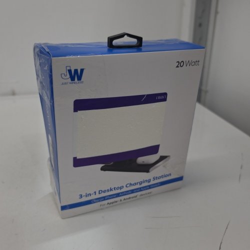 JUST WIRELESS 3-IN-1 FOLDABLE WIRELESS DESKTOP CHARGING STATION COMPATIBLE WITH APPLE & ANDROID DEVICES - BLACK (MODEL: 04099-V) image 4
