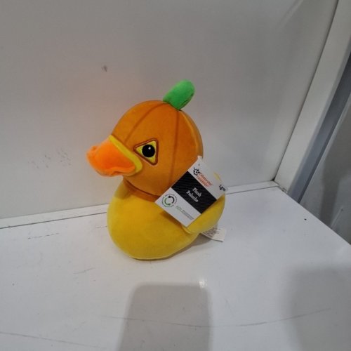 PUMPKIN DUCK PLUSH - 8" - ORANGE/ YELLOW /GREEN image 2