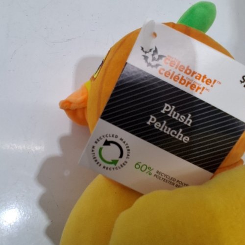 PUMPKIN DUCK PLUSH - 8" - ORANGE/ YELLOW /GREEN image 3