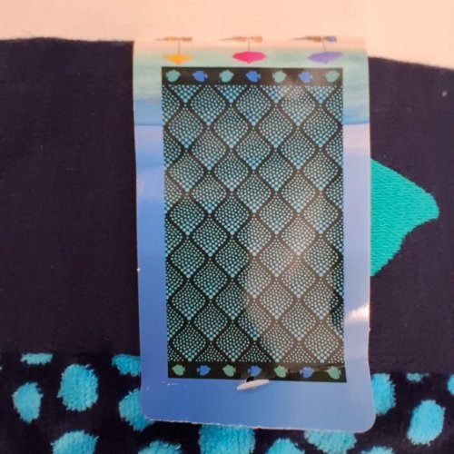 SAFDIE & CO DOT PATTERN JACQUARD BEACH TOWEL WITH DOTS AND FISHPRINT BORDER - 40" X 70" - BLUE (MODEL: 9917618) image 3