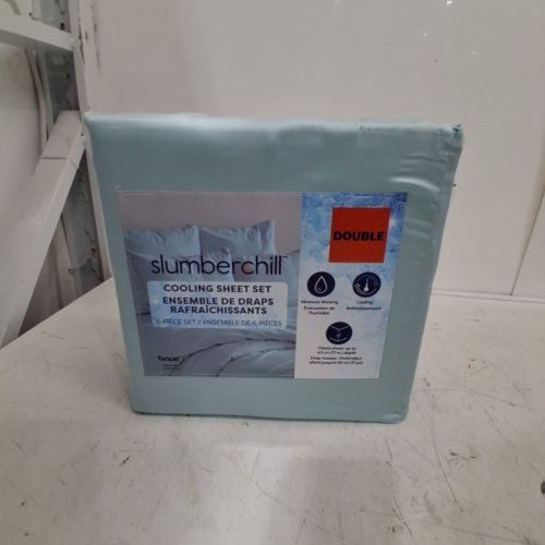 6PC SLUMBERCHILL COOLING BED SHEET SET WITH 4 PILLOW CASES - DOUBLE - BLUE (MODEL: 1976200) image 2