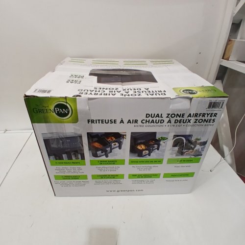 GREENPAN BISTRO DUAL ZONE AIR FRYER - TWO 4L BASKETS/8L - BLACK - (MODEL-CC008842) image 4