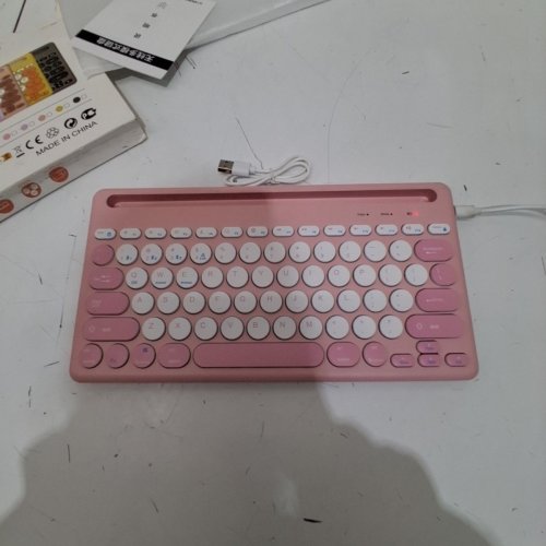 BLUETOOTH 5.1 ENABLED ROUND-KEY KEYBOARD WITH WIRELESS USB RECEIVER - 78 KEYS - PINK AND WHITE image 3