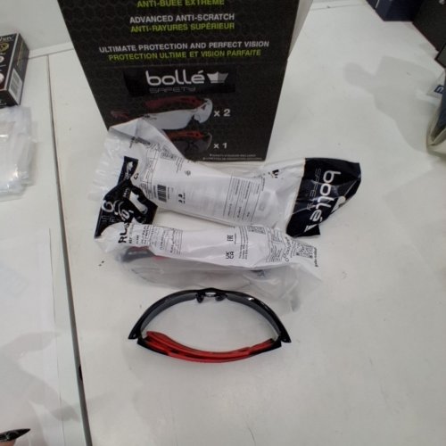 3PC BOLLÉ ANTI-FOG SCRATCH-RESISTANT SAFETY GLASSES PROTECTIVE EYEWEAR - RED/BLACK image 2