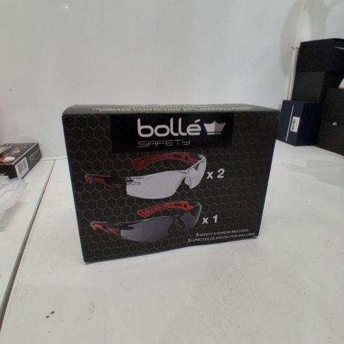 3PC BOLLÉ ANTI-FOG SCRATCH-RESISTANT SAFETY GLASSES PROTECTIVE EYEWEAR - RED/BLACK image 4