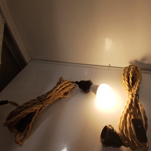 3PK HANGING FARMHOUSE STYLE PENDANT LIGHT CORDS - 15FT - NATURAL/BLACK image 2