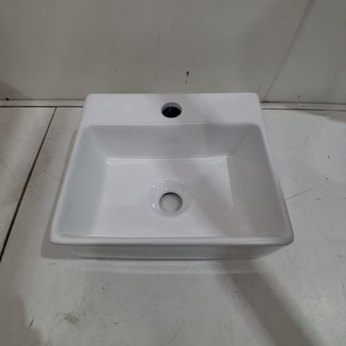 KMOEM WALL MOUNT SMALL CERAMIC VESSEL SINK - 13" X 12" - WHITE (MODEL: 6013) image 3