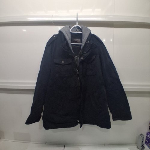 MEN'S LEVI'S BIG & TALL WASHED COTTON HOODED MILITARY JACKET - EXTRA LARGE TALL - NAVY BLUE (MODEL: LM8TC364) image 4