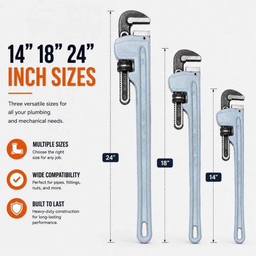3PC STARK HEAVY DUTY ALUMINUM PIPE WRENCH SET - 14", 18", 24" (MODEL: 18849) image 2