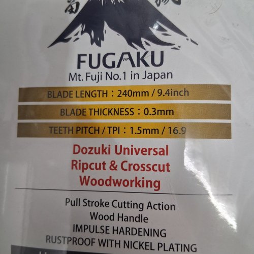 FUGAKU DOZUKI UNIVERSAL HAND SAW - 9.5" BLADE image 2