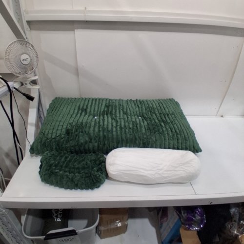 WEDGE HEADBOARD PILLOW WITH SIDE POCKETS AND HEADREST PILLOW - 50" X 20" - GREEN image 2