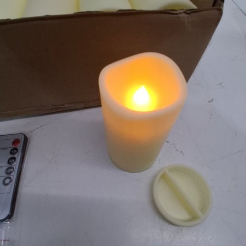 24PK FLAMELESS LED ELECTRONIC CANDLES WITH REMOTES - ASSORTED SIZES - IVORY image 2