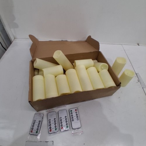 24PK FLAMELESS LED ELECTRONIC CANDLES WITH REMOTES - ASSORTED SIZES - IVORY image 3