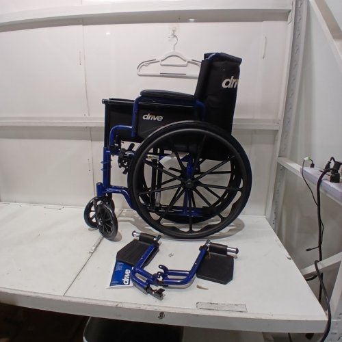 DRIVE MEDICAL SINGLE AXLE BLUE STREAK WHEELCHAIR, FLIP BACK DESK ARM, SWING AWAY FOOTRESTS - 18" - BLUE (BLS18FBD-SF) image 2