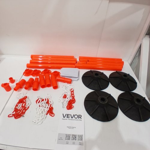 4PC TRAFFIC CONTROL POSTS WITH WEIGHTED BASE & REFLECTIVE STRIPS - 34" - ORANGE (MODEL: WP-13) image 2