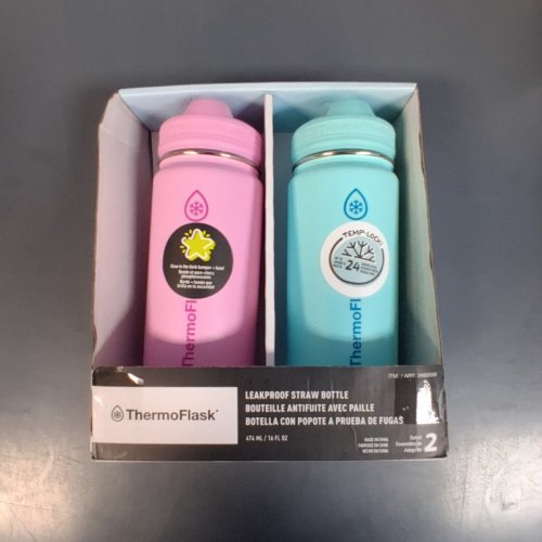 2PK THERMOFLASK STAINLESS STEEL BOTTLE - 16OZ - PINK/TEAL (MODEL:2880559) image 2