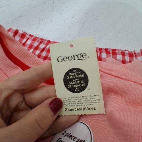 2PC GIRL'S GEORGE PYJAMA SET WITH SHORTS - SMALL - PINK/RED image 4