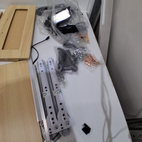 2PK FLOATING NIGHTSTANDS WITH USB PORTS AND LED LIGHT STRIP- 11" X 15" - OAK AND RATTAN- (MODEL: ‎SY24091801-J3252) image 3