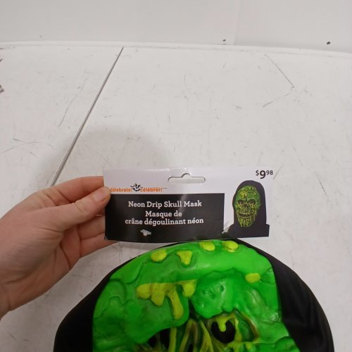 WAY TO CELEBRATE NEON DRIP SKULL MASK - OSFM - GREEN AND BLACK image 2