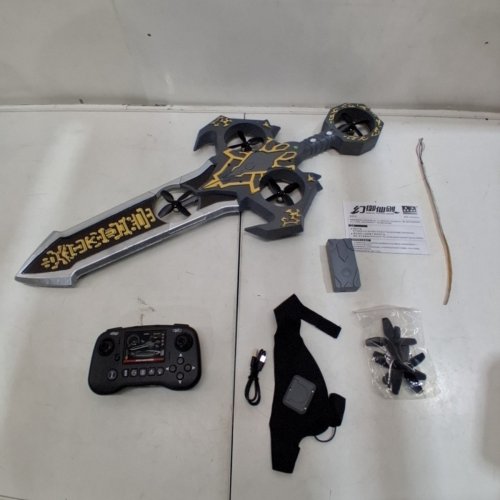 VIKYE REMOTE CONTROL FLYING SWORD DRONE, 3-SPEED, 360° STUNT FLIP - DARK GREY/GOLD image 8