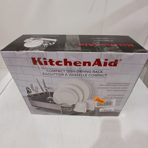 KITCHENAID COMPACT RUST RESISTANT DISH-DRYING RACK - 16" X 12.6" X 6.2" - STAINLESS STEE L/ GREY (MODEL: KE895BXOBA) image 4