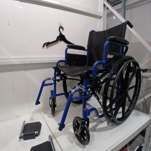 DRIVE MEDICAL SINGLE AXLE BLUE STREAK WHEELCHAIR, FLIP BACK DESK ARM, SWING AWAY FOOTRESTS - 18" - BLUE (BLS18FBD-SF) image 2