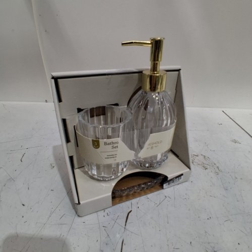 3PC THRESHOLD BATHROOM ACCESSORY SET -GLASS/GOLD image 3