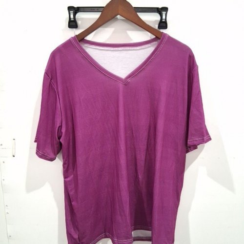WOMEN'S V-NECK SHORT SLEEVE T-SHIRT - LARGE - PURPLE image 2