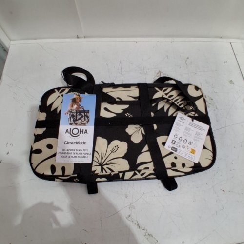 CLEVERMADE ALOHA COLLAPSIBLE BEACH TOTE - 11.25" X 21.25" X 13.5" - 42L - BLACK/CREAM (MODEL: 1872241/ 2049033) image 2