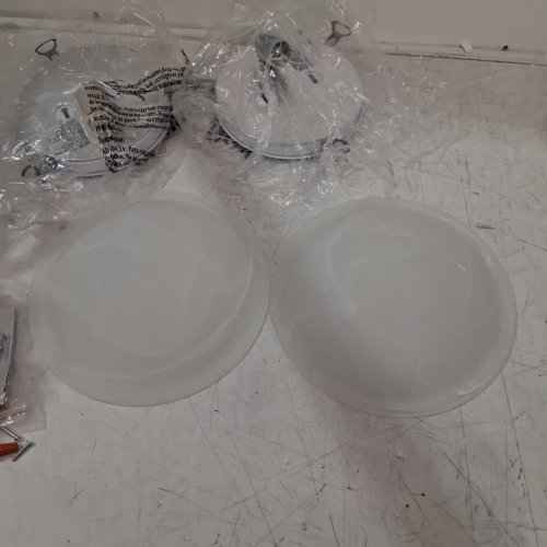 2PK GLOBE ELECTRIC PENNINGTON 10" FLUSH MOUNT CEILING LIGHT - FROSTED WHITE ALABASTER SHADE (MODEL: 65188) image 3