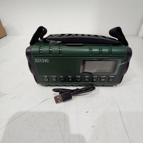 MULTI-FUNCTION NOAA WEATHER ALERT OLAR & HAND CRANK PORTABLE EMERGENCY RADIO WITH FLASHLIGHT - GREEN / BLACK (MODEL: XSY340) image 4
