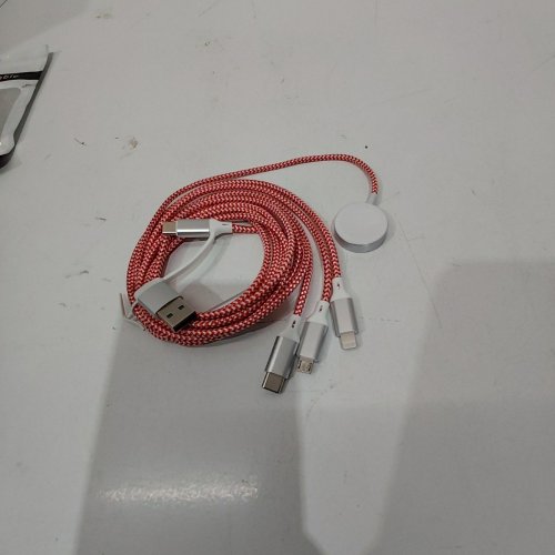 4-IN-1 BRAIDED CHARGING CABLE - 4FT - RED / WHITE image 2