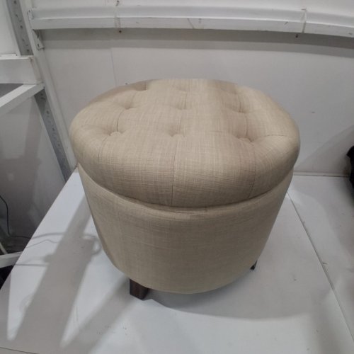 AMAZON BASICS TUFTED OTTOMAN FOOTSTOOL WITH STORAGE - 20" X 17" - BEIGE (MODEL: L-519B) image 2