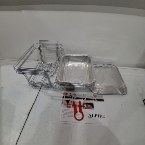 ALPHA HALF SIZE BUFFET SERVING SET - WITH STANDS AND TRAYS- SILVER (MODEL: 70639) image 2