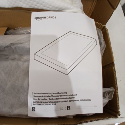 AMAZON BASICS SMART BOX SPRING BED BASE, MATTRESS FOUNDATION - 74" X 53" X 5" / FULL - OFF-WHITE (MODEL: B07K6H2P7G) image 4