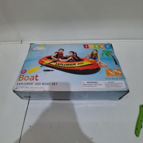 KIDS INTEX RECREATION EXPLORER 200 INFLATABLE BOAT SET - 2-PERSON - 73" X 37" - ORANGE (MODEL: 58331EP) image 5