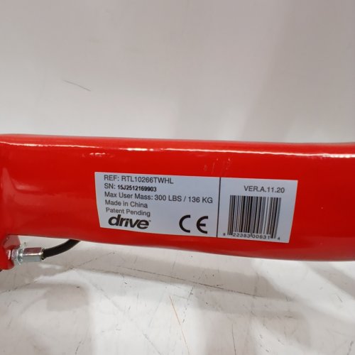 DRIVE MEDICAL NITRO 3-WHEEL ROLLATOR - 300 LBS MAX- RED (MODEL: RTL10266TWHL) image 2