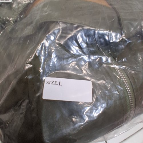 WOMEN'S FAUX LEATHER SHORT ZIP-UP JACKET - LARGE - DARK OLIVE image 2