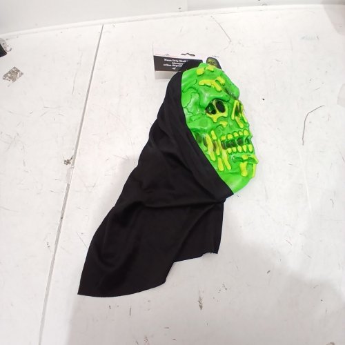 WAY TO CELEBRATE NEON DRIP SKULL MASK - OSFM - GREEN AND BLACK image 2