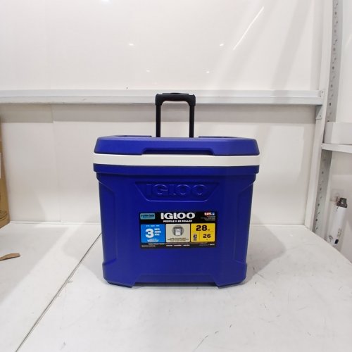 IGLOO PROFILE COOLER WITH 2 WHEELS AND HANDLE - 28QT - 42 CANS - BLUE (MODEL: 60402) image 2