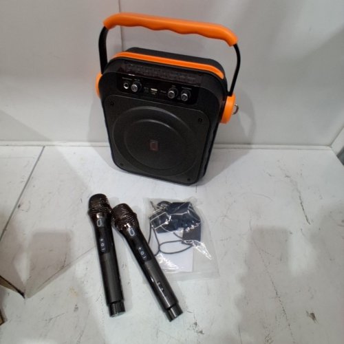 PORTABLE SPEAKER WITH 2 WIRELESS MICROPHONES - BLACK / ORANGE (MODEL: MS80) image 4