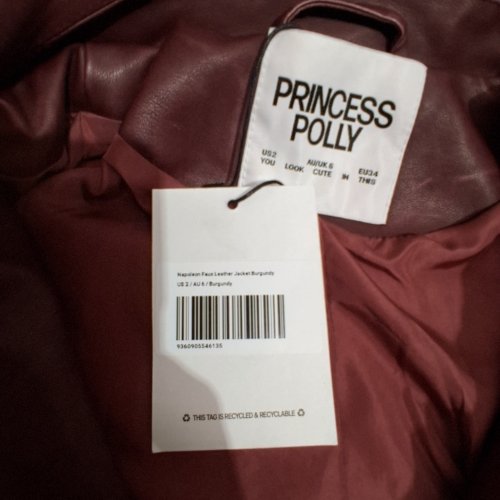 WOMEN'S PRINCESS POLLY NAPOLEON FUAX LEATHER JACKET - SIZE 2 - BURGANDY (STYLE : 9360905546135) image 3