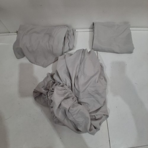 4PC SOLID COLOUR BED SHEET SET WITH FITTED SHEET, FLAT SHEET AND PILLOWCASES - DOUBLE - 86" X 100" - LIGHT GREY image 2