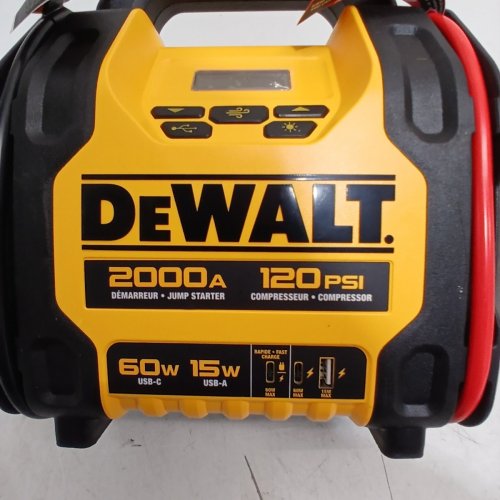 DEWALT JUMP STARTER WITH AIR COMPRESSOR - 2000A, 120 PSI, 60W, 15W - YELLOW AND BLACK (ITEM: 1680353) image 7