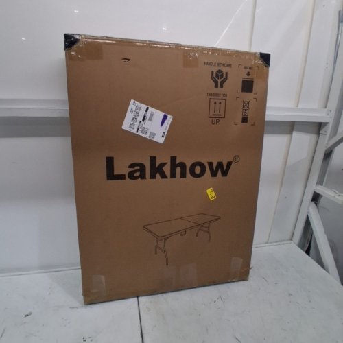 LAKHOW RECTANGULAR PLASTIC FOLDING TABLE WITH BUILT IN CARRY HANDLE - 6FT - WHITE/GREY (MODEL: LAKHOW-180CZ) image 4