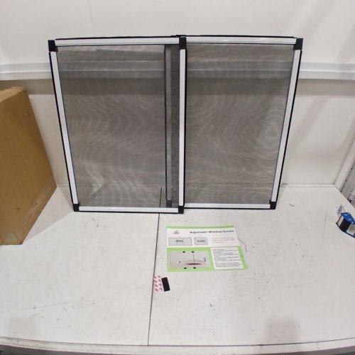 2PK FLYZZZ HORIZONTAL ADJUSTABLE WINDOW SCREENS - 19" X 28" -52"- WHITE/BLACK image 2
