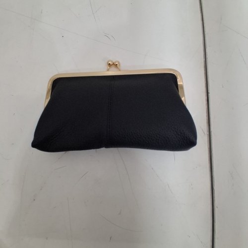 WOMEN'S CLUTCH PURSE WITH RECTANGLE KISS LOCK - BLACK image 2
